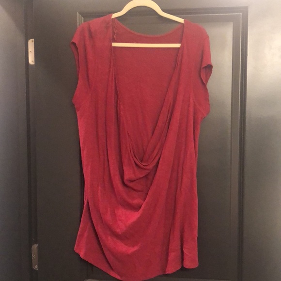 Free People Red Open Back Tunic Tee - Picture 2 of 2